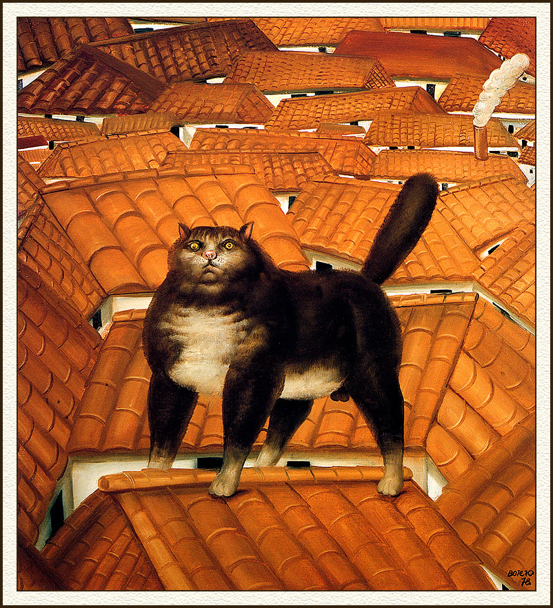 Fernando Botero. Cat on the roof