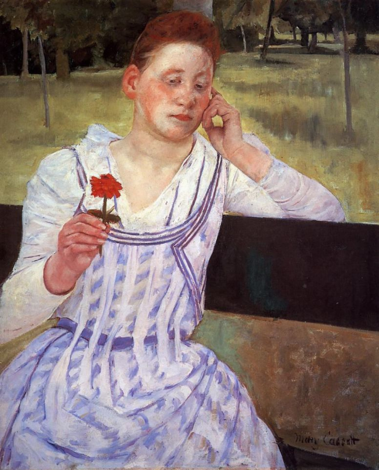 Mary Cassatt. Woman with red chrysanthemum