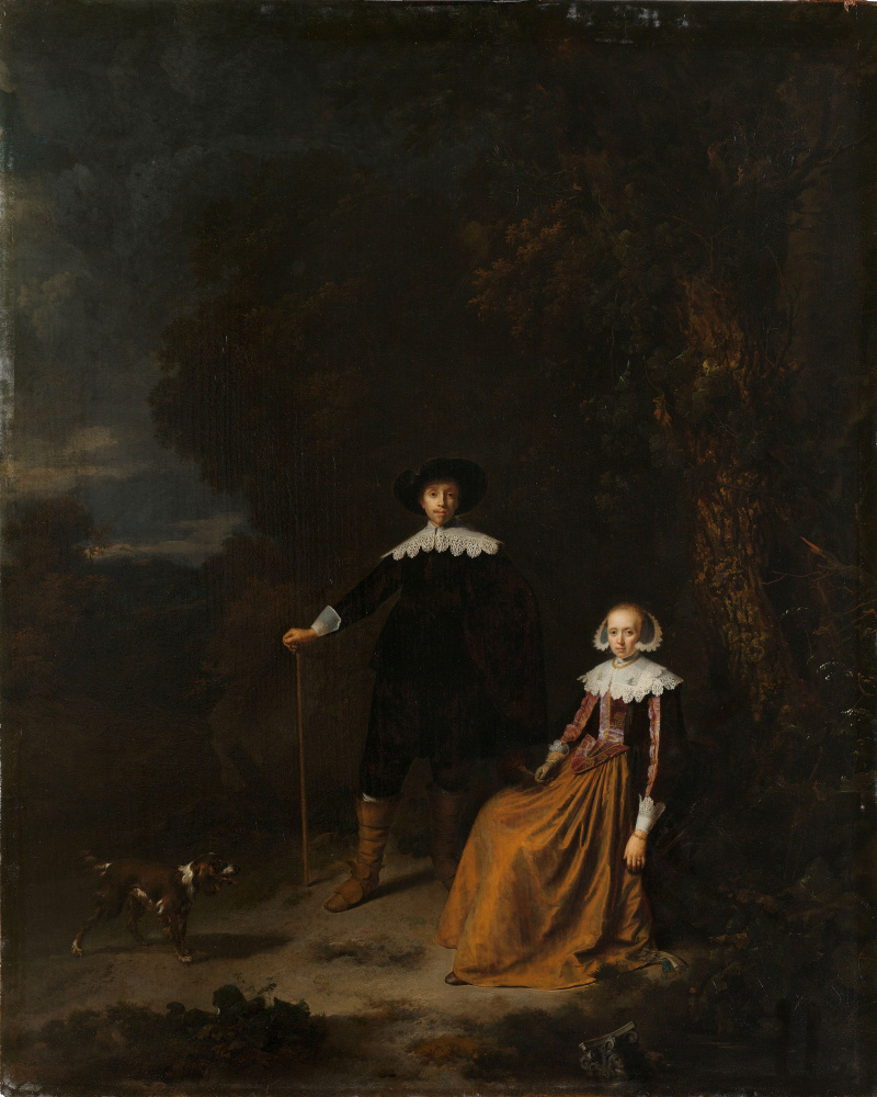 Gerrit (Gerard) Dow. Portrait of couple in a landscape