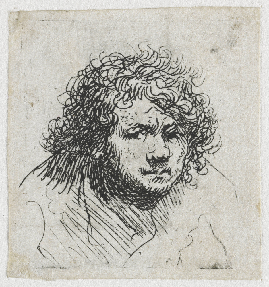 Rembrandt Harmenszoon van Rijn. Self-portrait with raised shoulders