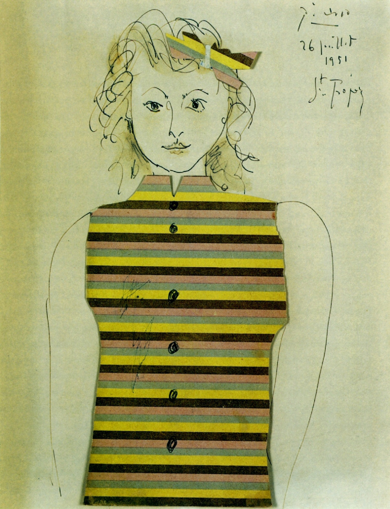 Pablo Picasso. Genevieve in a striped jacket