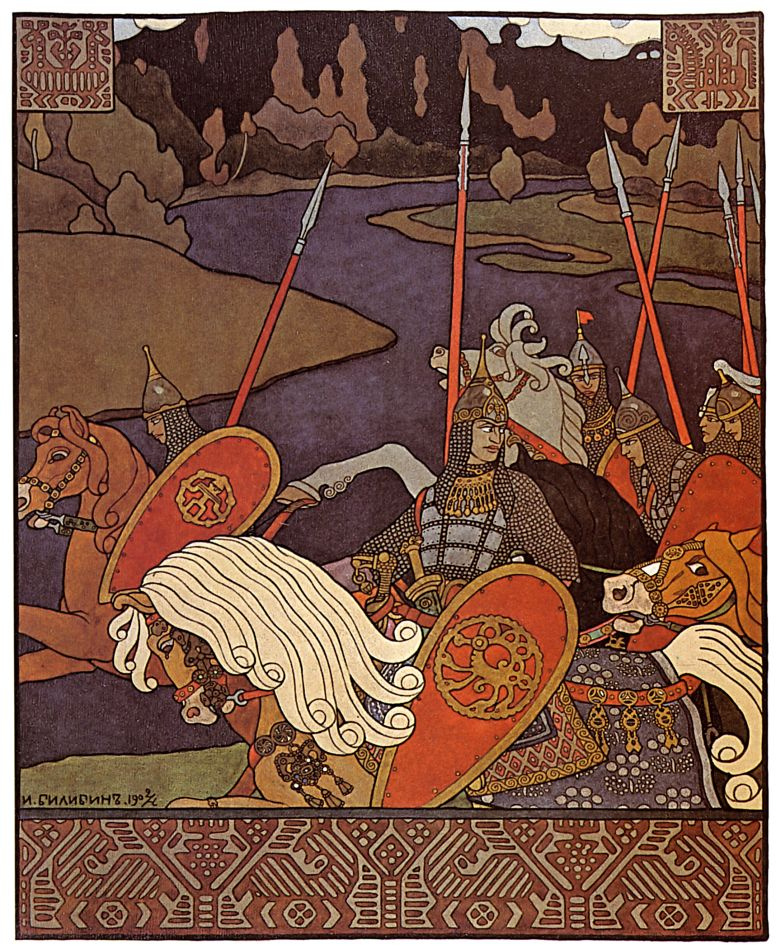 Ivan Yakovlevich Bilibin. Volga with retinue. Illustration for the epic "Volga"