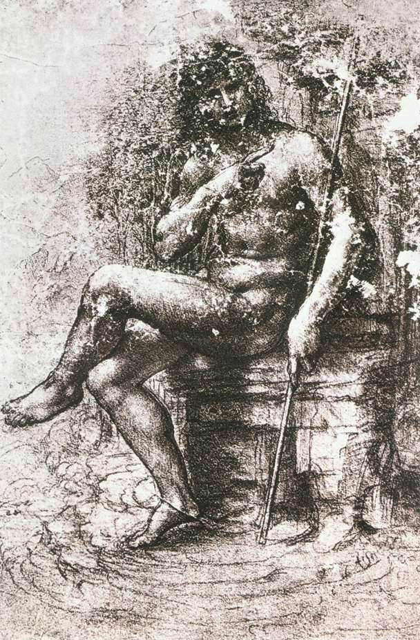 Leonardo da Vinci. St. John in the wilderness (sketch)