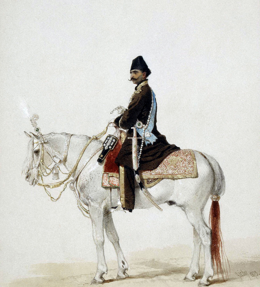Mihai Zichy. Nasir al-DIN Shah on horseback
