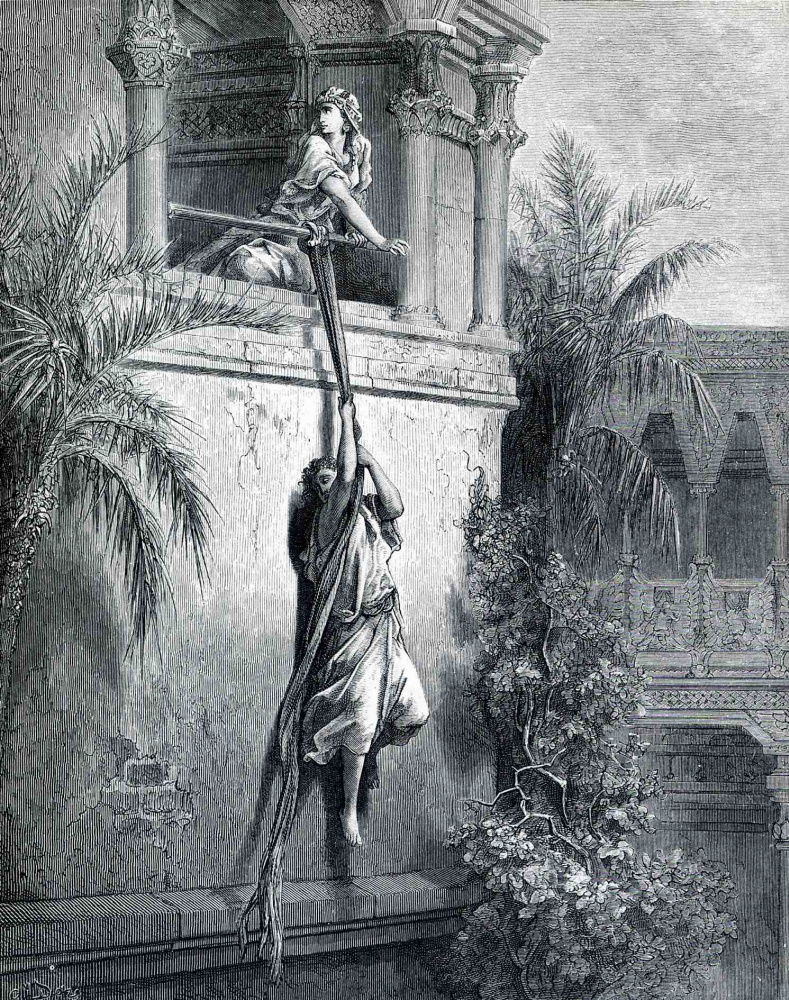 Paul Gustave Dore. David runs away through the window