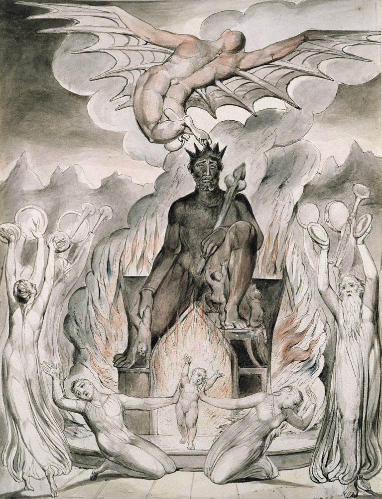 William Blake. The Flight Of Moloch. Illustration for the poem of Milton's "Morning Christmas"