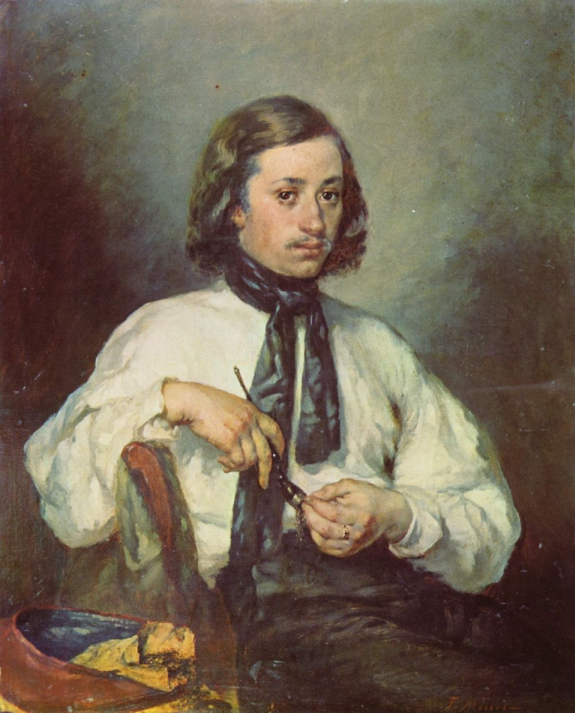 Jean-François Millet. Portrait of a man with a pipe. Arman Ono