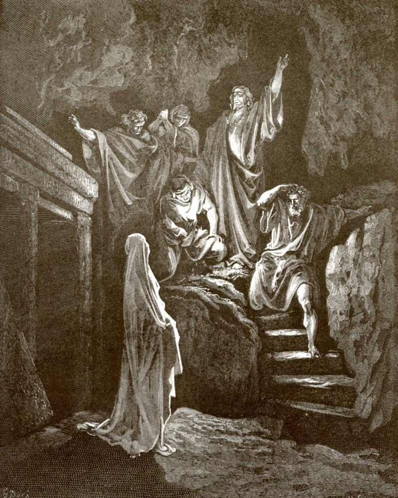Paul Gustave Dore. Bible illustration: The Resurrection of Lazarus