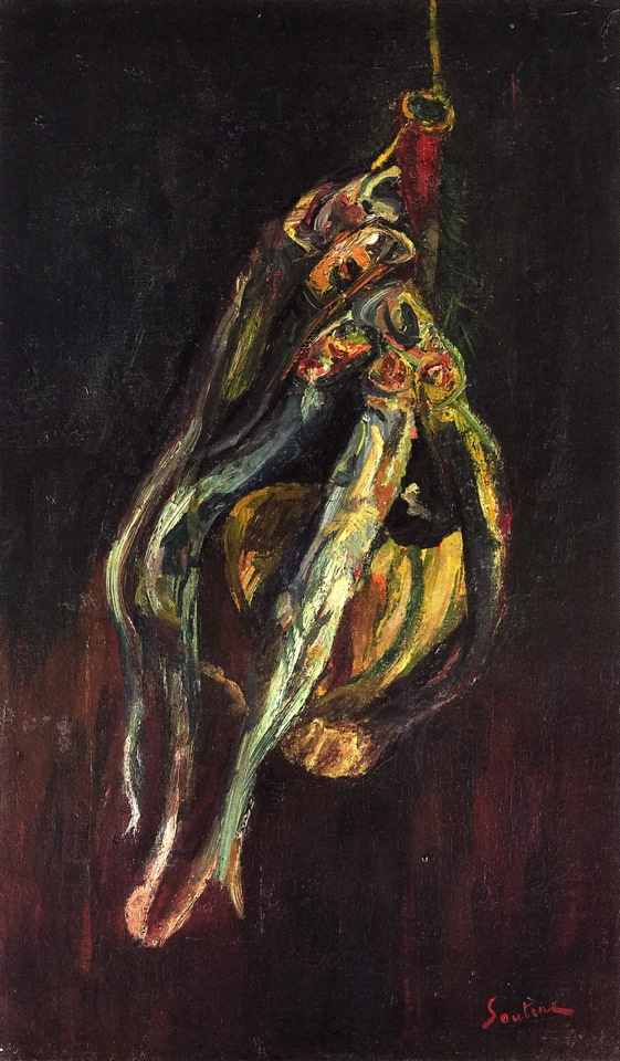 Chaim Soutine. 鲱鱼和基安蒂瓶