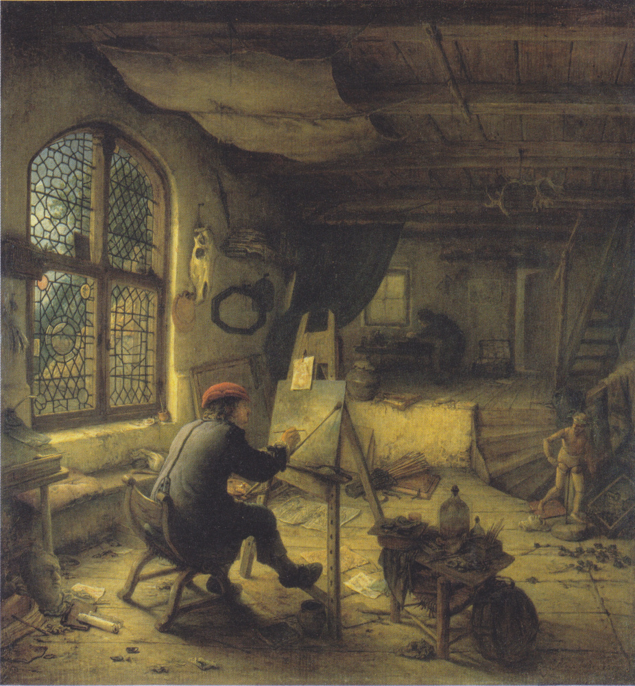 Adrian Jans van Ostade. The artist in his Studio