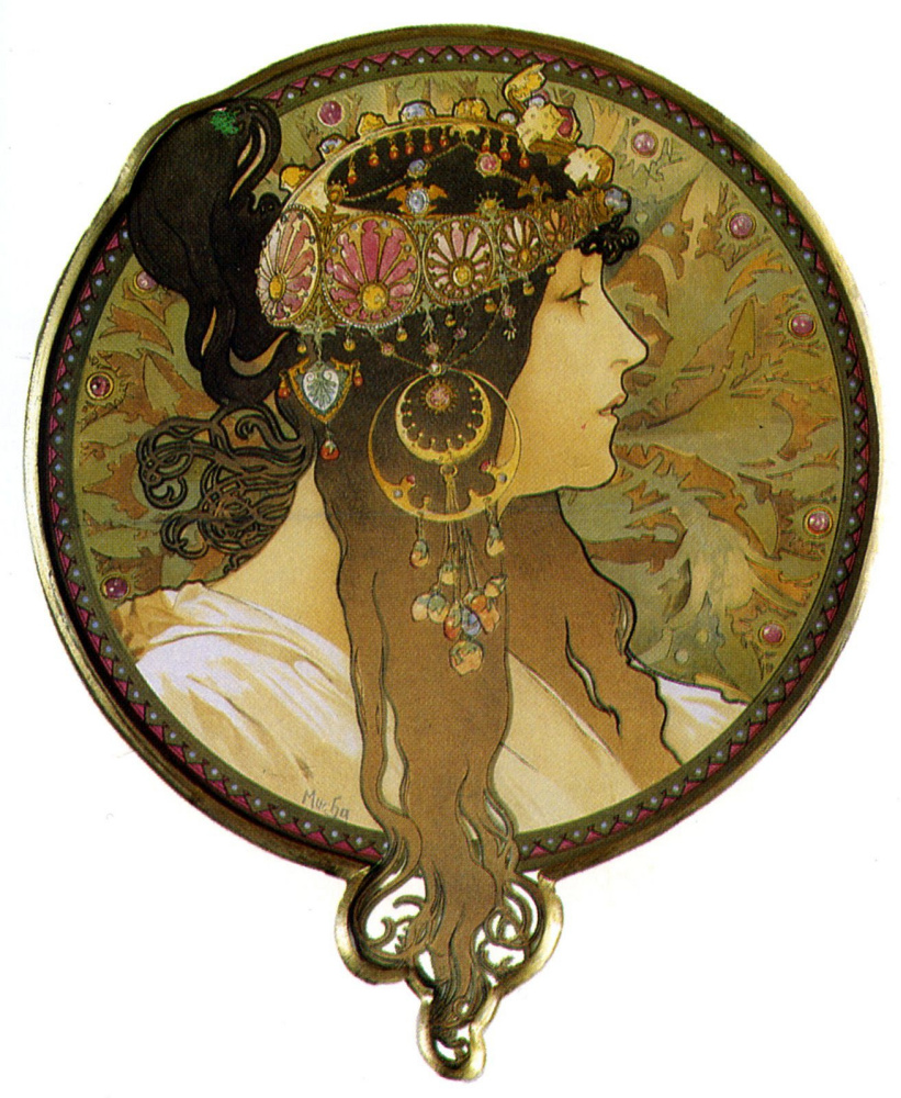 Alphonse Mucha. Head of visentini: Brunette