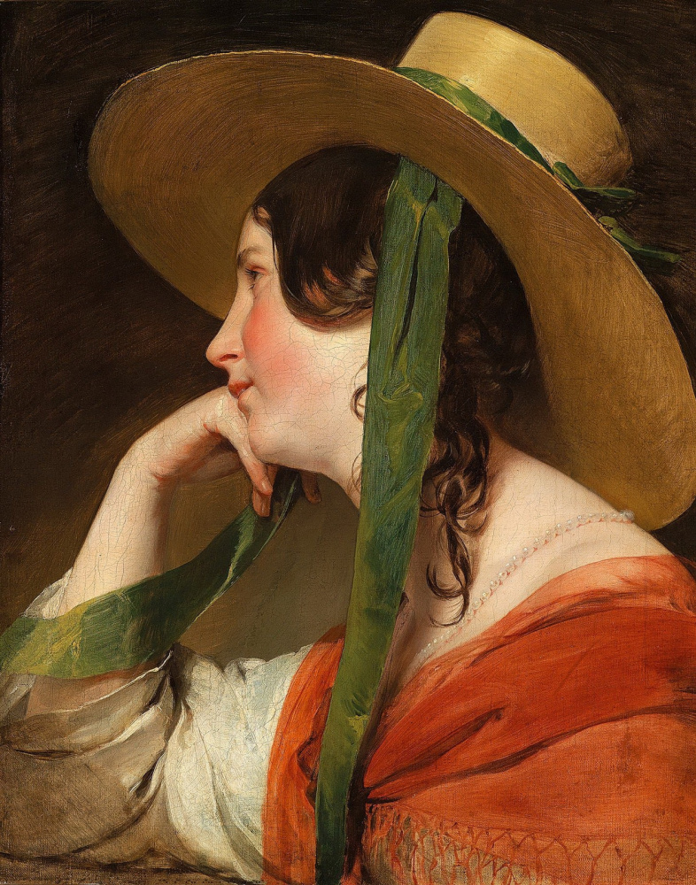 Friedrich von Amerling. Girl in wide-brimmed hat. 1835