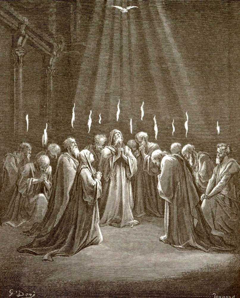 Paul Gustave Dore. Illustration to the Bible: The Descent of the Holy Spirit