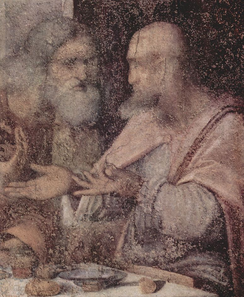 Leonardo da Vinci. The last supper (fragment)