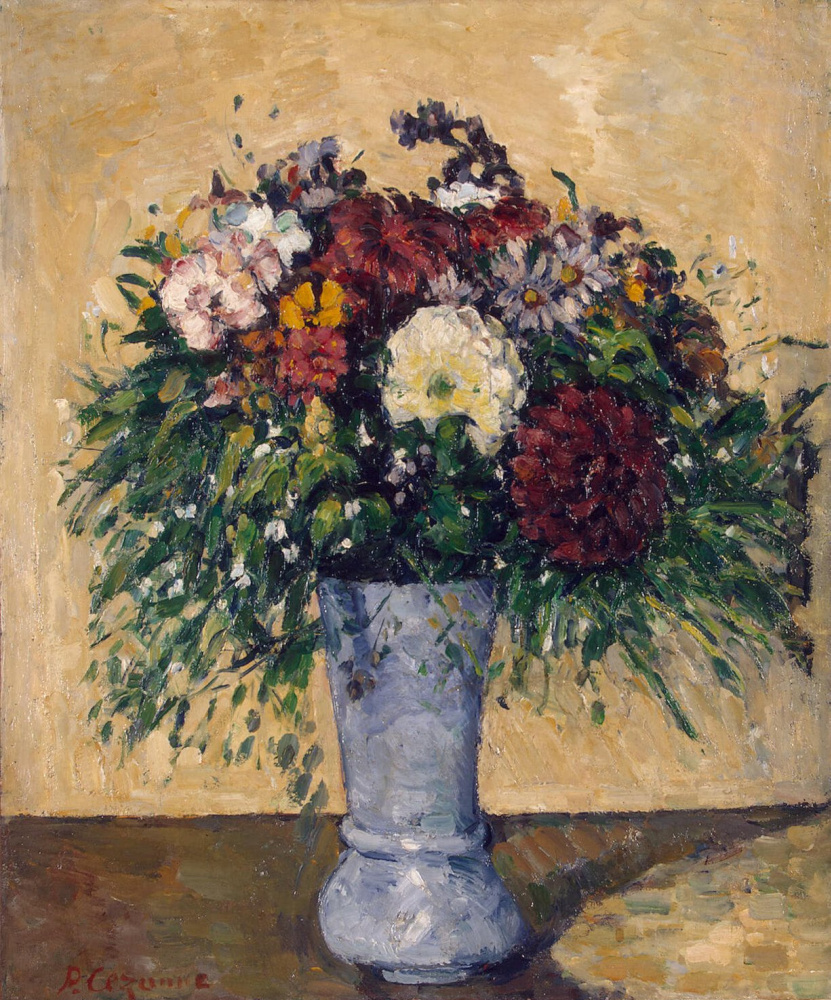 Paul Cezanne. A bouquet of flowers in a blue vase