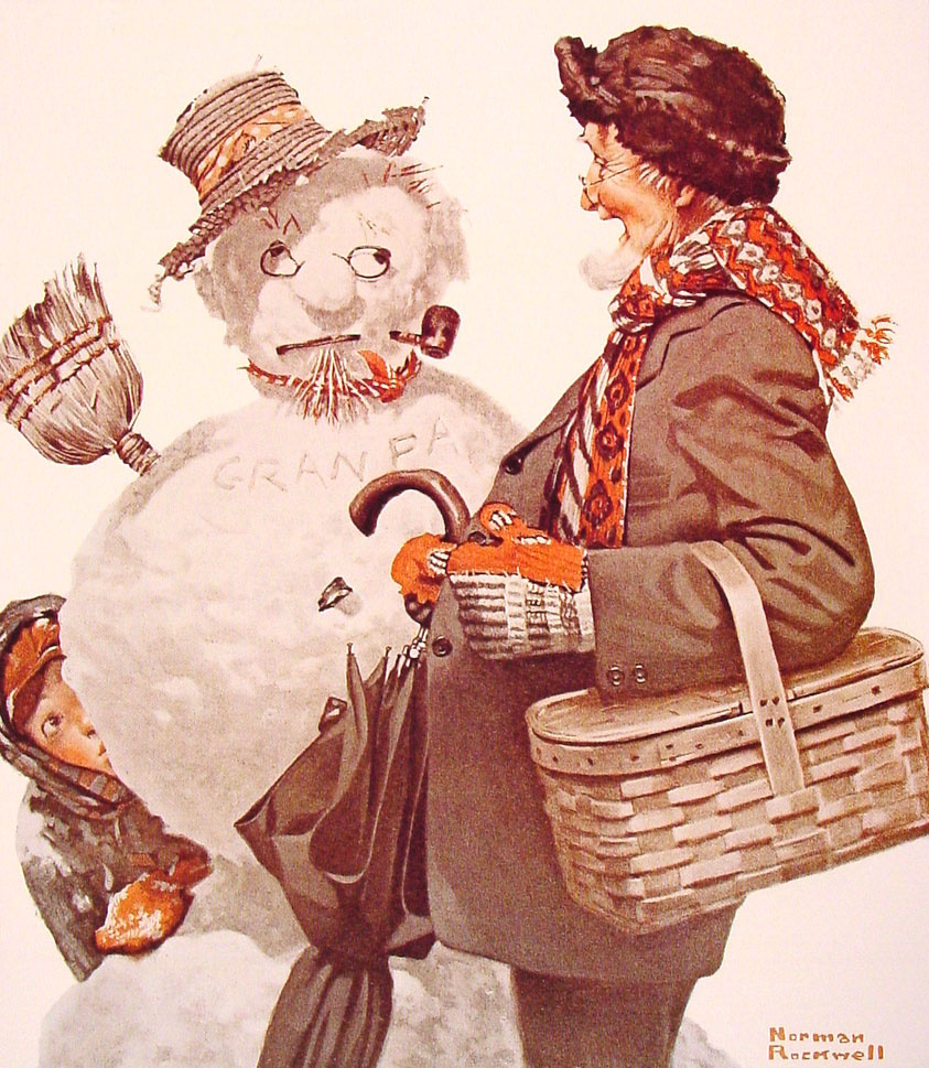 Norman Rockwell. Grandfather and Snowman