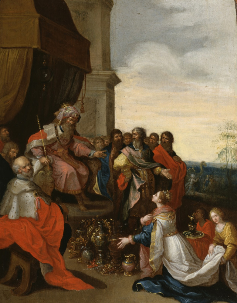 Frans Franken the Younger. King Solomon takes the queen of Sheba. 1620-1629