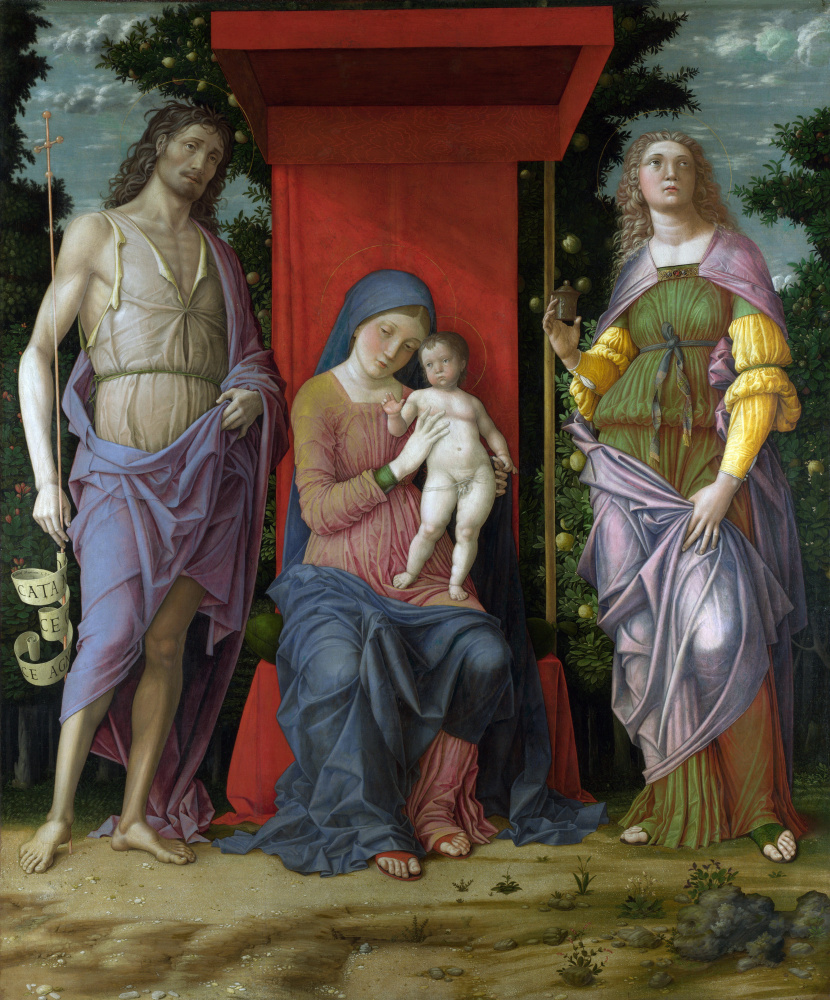 Andrea Mantegna. Madonna with Saint Mary Magdalene and Saint John the Baptist