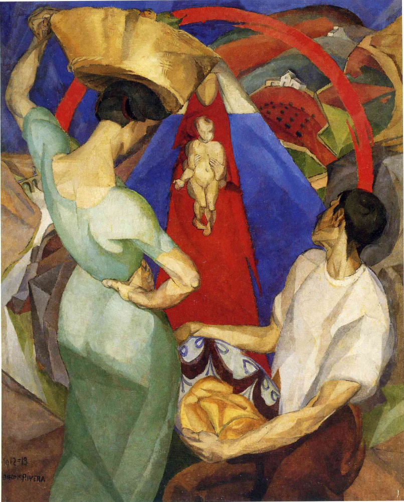 Diego Maria Rivera. The veneration of the Holy mother and baby Jesus
