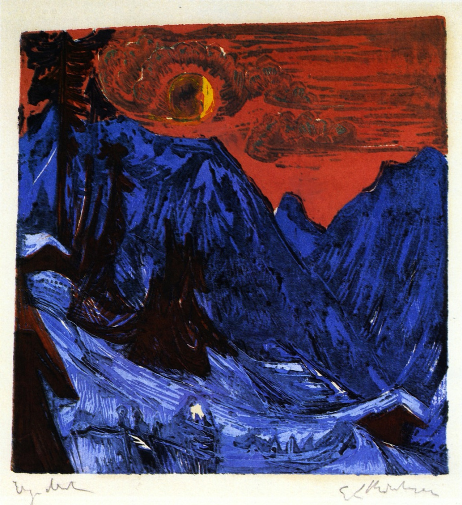 Ernst Ludwig Kirchner. Winter landscape in the moonlight