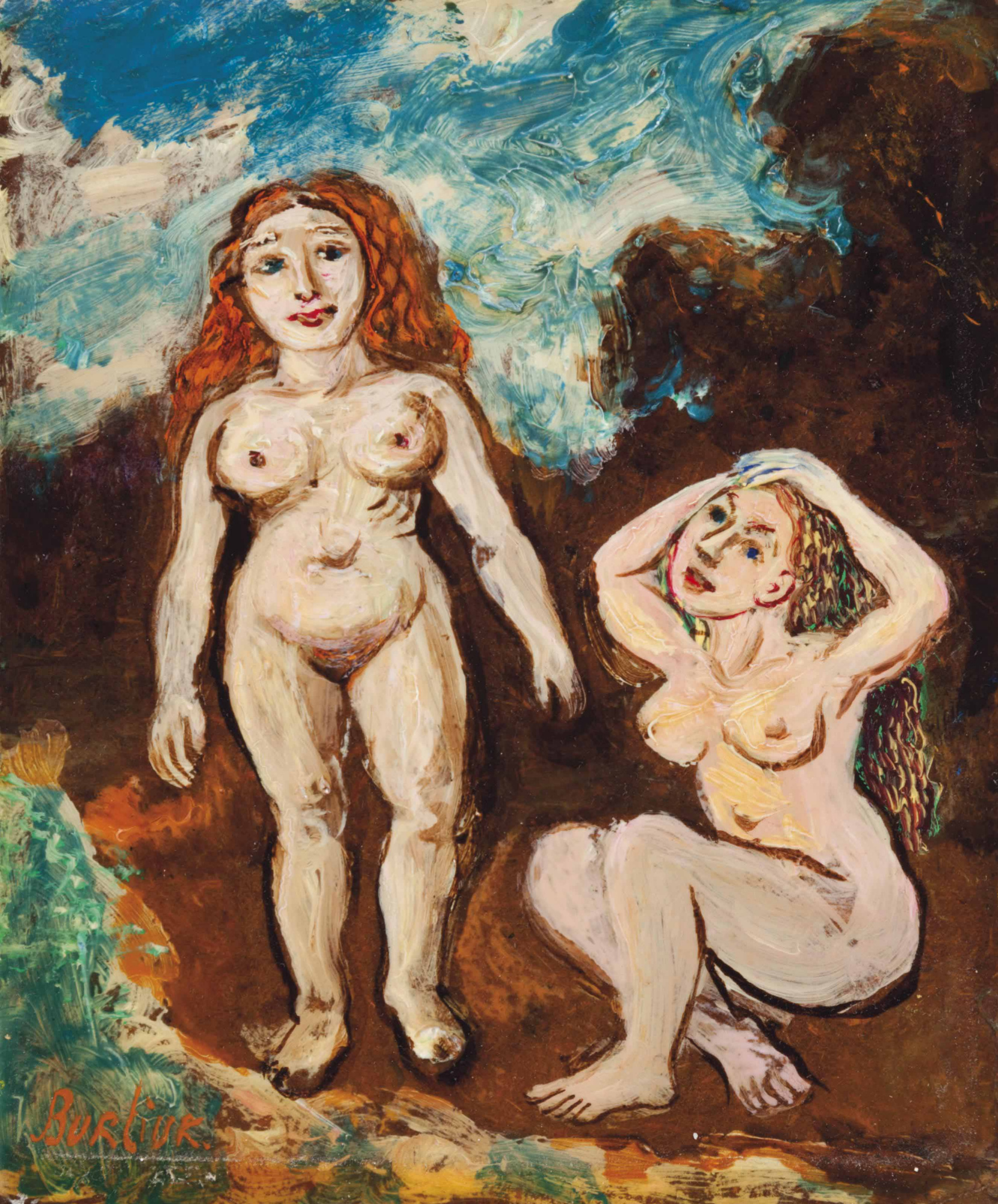 Two naked women, 10×13 cm by David Davidovich Burliuk: History, Analysis &  Facts | Arthive