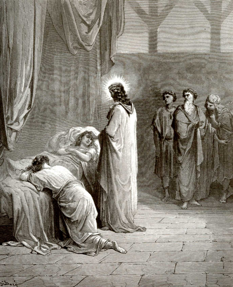 Paul Gustave Dore. Illustration to the Bible: Resurrection of Jairus's daughter