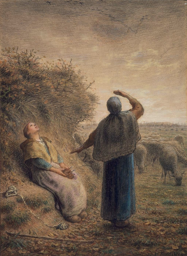 Жан-Франсуа Милле. Пастушки, наблюдающие за полетом диких гусей