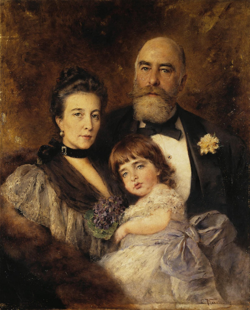 Konstantin Makovsky. Group portrait of M.S. Volkova, S.N. Volkova and S.M. Volkova-Manzeya