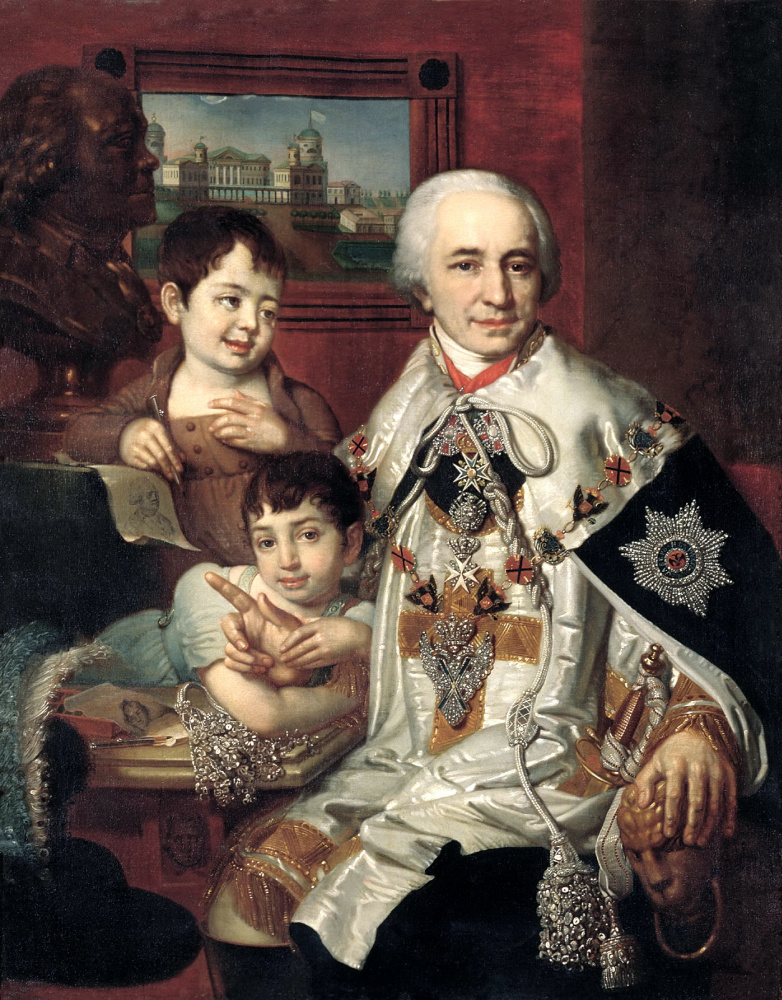 Vladimir Borovikovsky. Portrait of count Grigory Grigorievich Kushelev with children