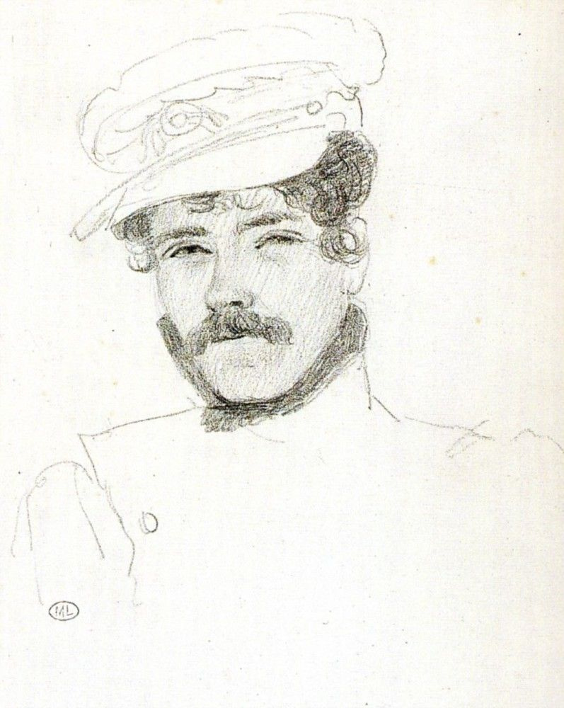 Eugene Delacroix. Self-portrait in a cap