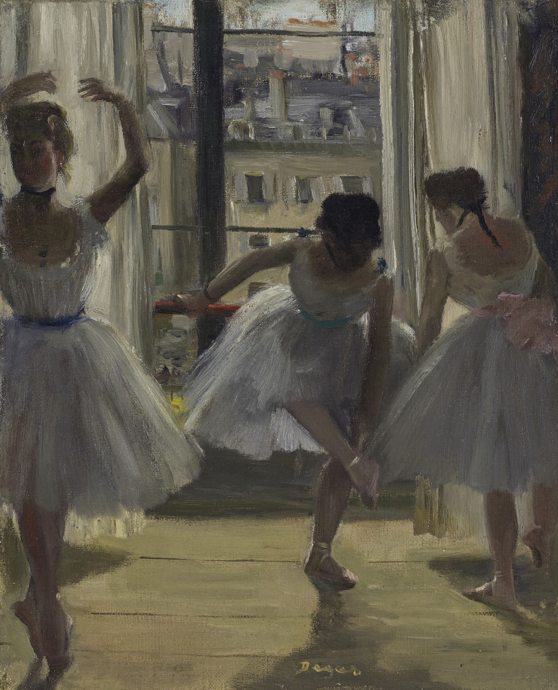 Edgar Degas. Three dancers in the rehearsal room