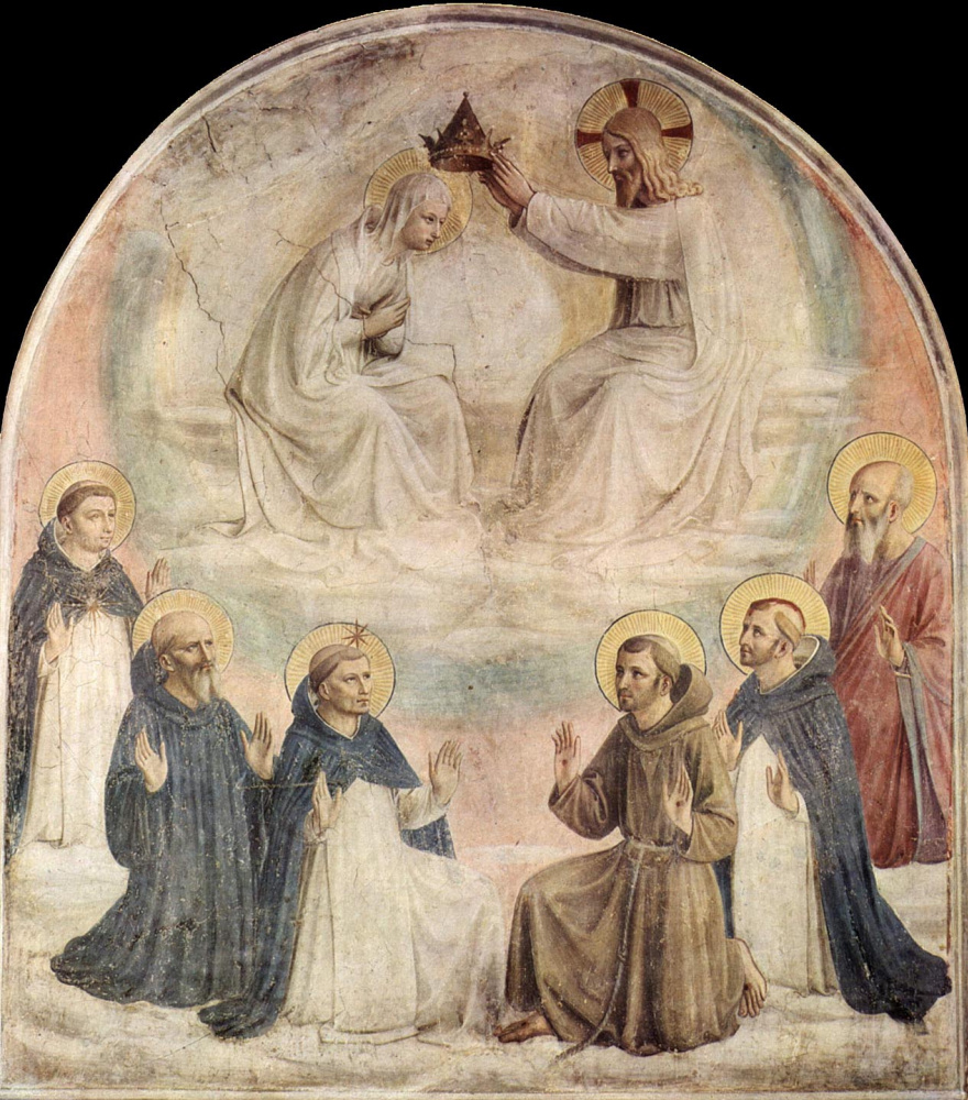 Фра Беато Анджелико. Коронование Марии. Фреска монастыря Сан Марко, Флоренция