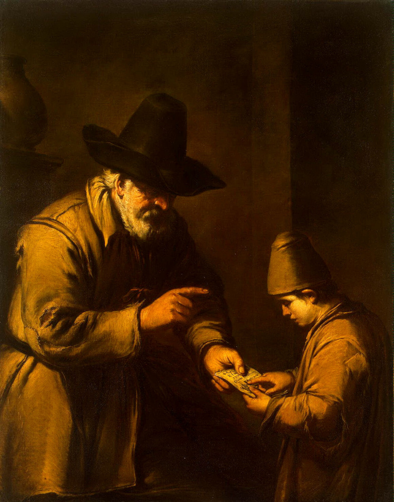 Antonio de Puga. The old man teaching the boy to read