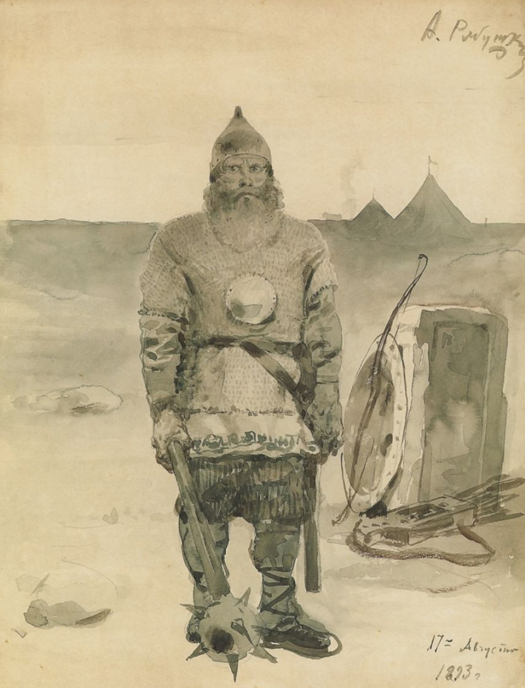 Andrei Petrovich Ryabushkin. Ilya Muromets. Sketch a series of drawings of "Russian epic heroes"
