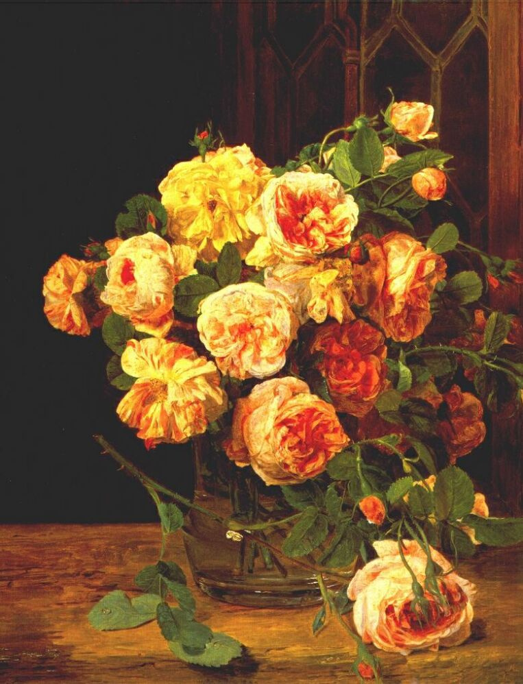 Ferdinand Georg Waldmüller. Roses by the window