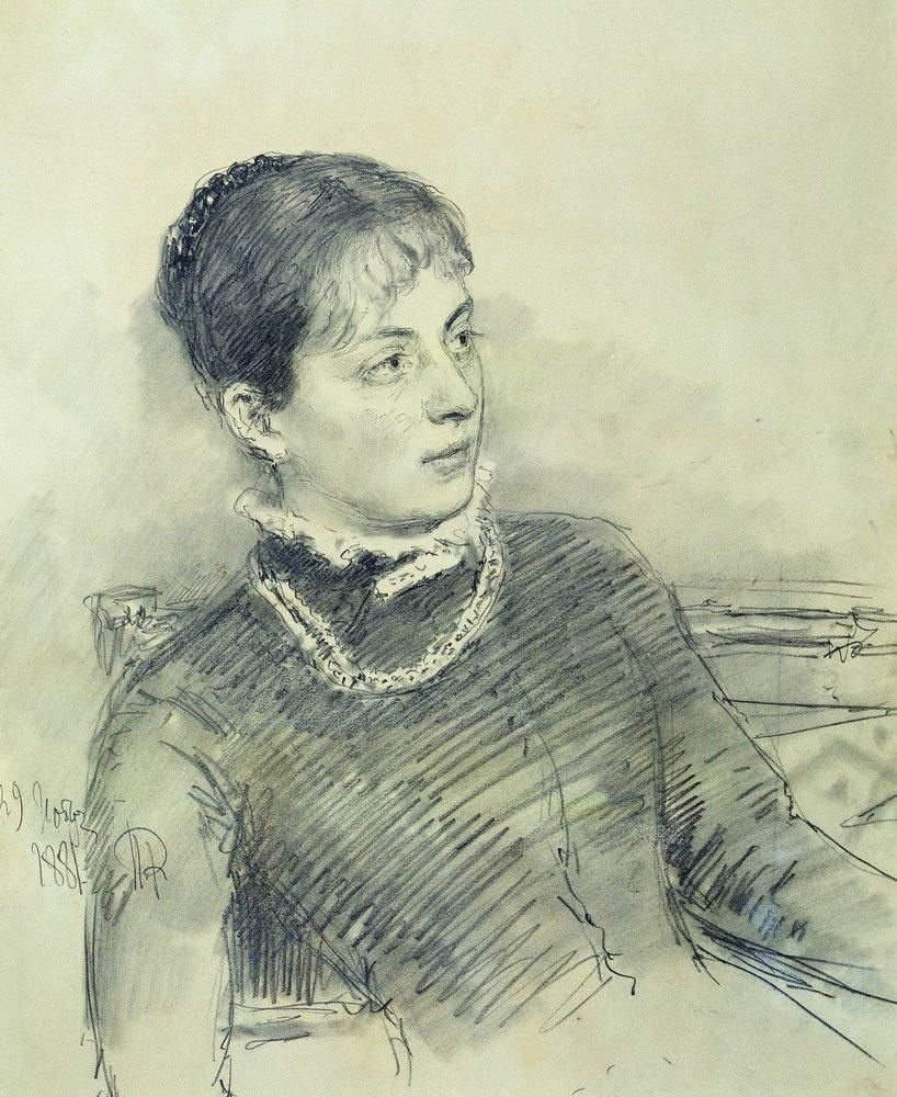 Илья Ефимович Репин. Портрет молодой жены, сидящей на диване