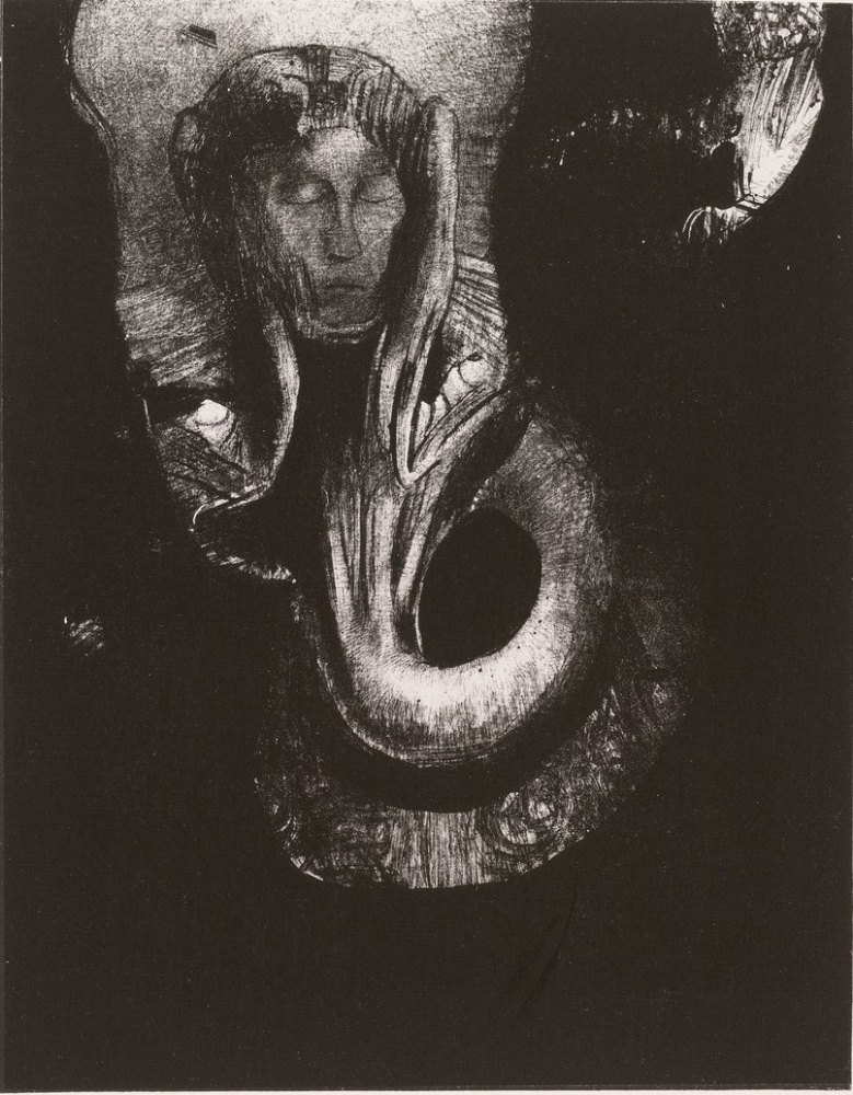 Odilon Redon. The Temptation of Saint Anthony series: Oannes: I, the first consciousness of Chaos, rose from the abyss to compact matter to order forms