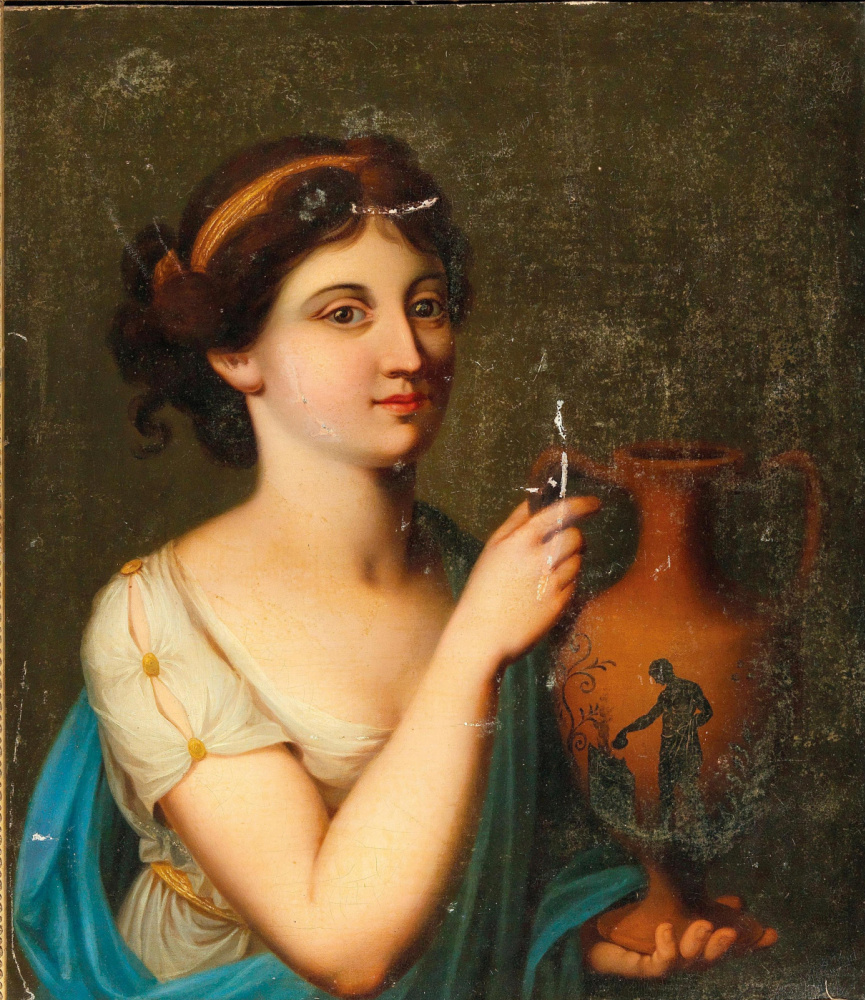Angelika Kaufman. Eine antikisch gewandete Frau mit einer schwarzfigurigen Vase