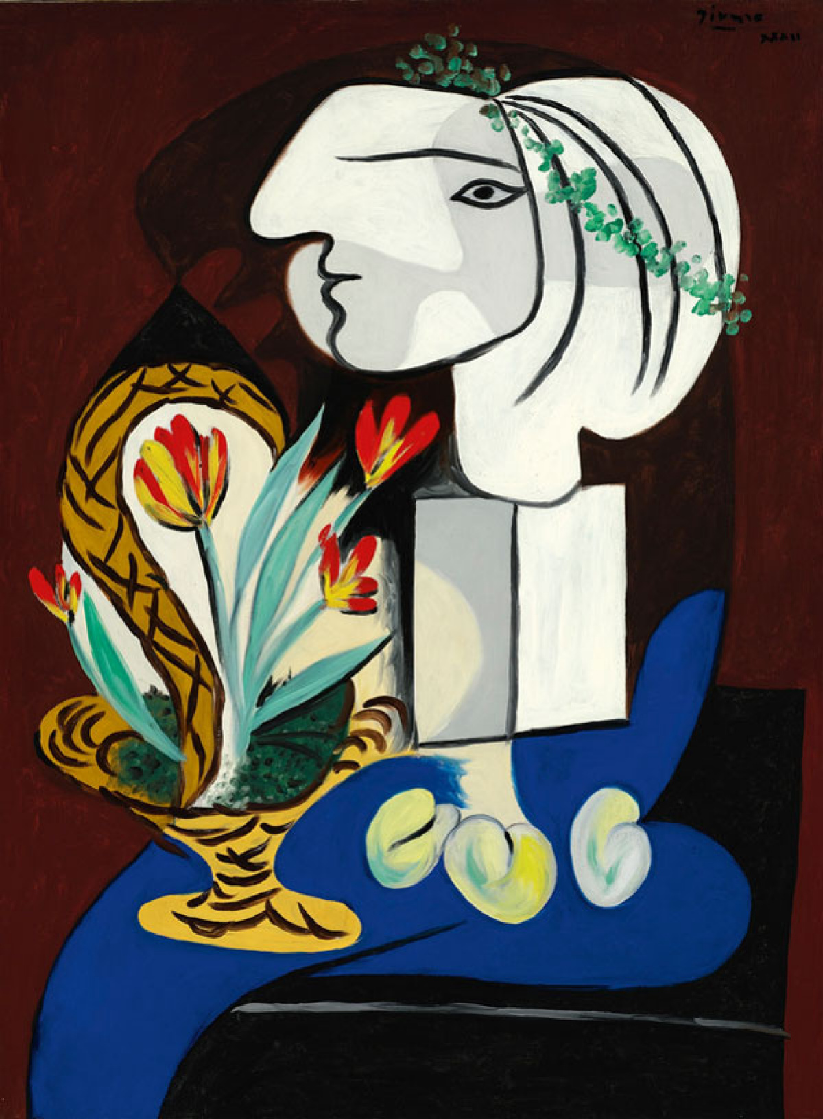 Pablo Picasso 静物与郁金香, 1932, 97×130 厘米：作品描述| Arthive