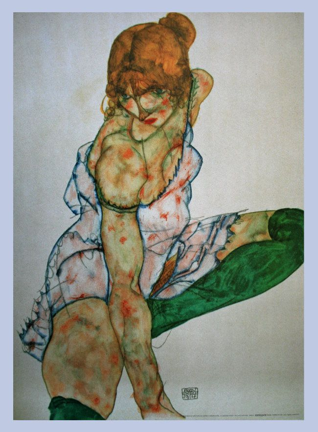 Egon Schiele. Woman in green stockings