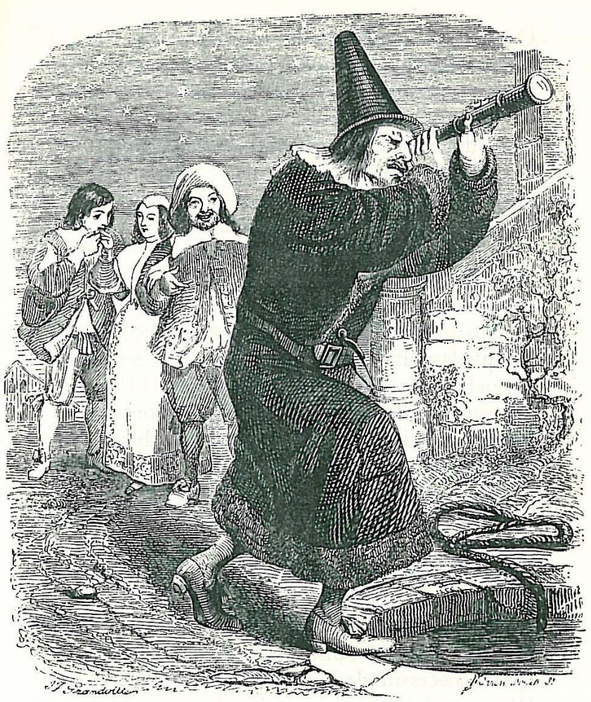 Jean Ignace Isidore Gérard Grandville. The astrologer who fell into the well. Illustrations to the fables of Jean de Lafontaine