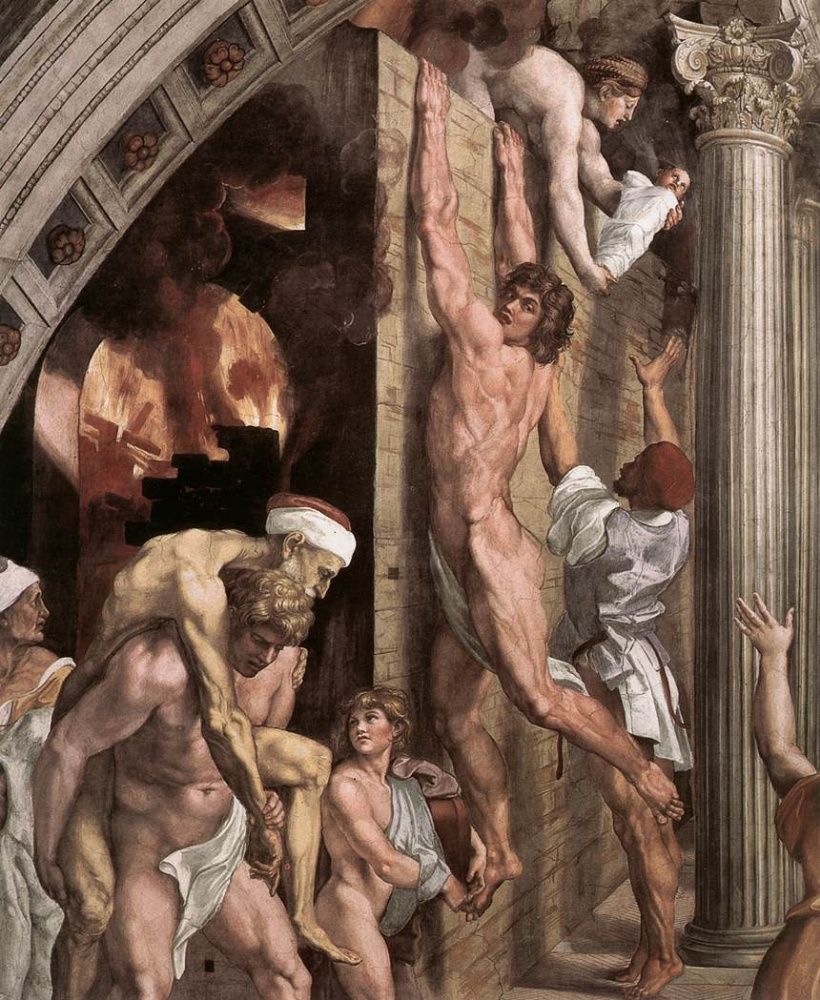 Raphael Sanzio. Stanza del Incendio di Borgo. The fire in the Borgo. Fragment
