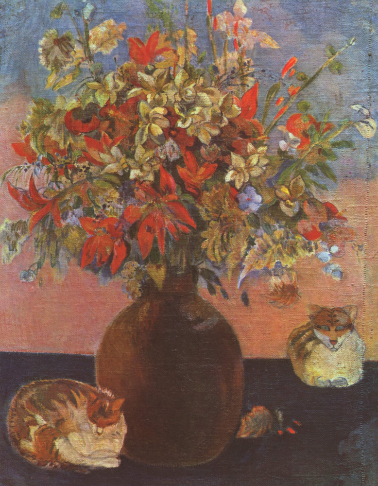 Paul Gauguin. Flowers and cats