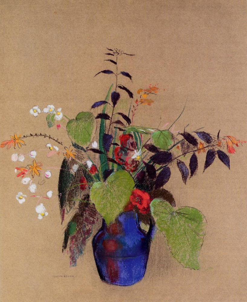 Odilon Redon. Blumen in einem blauen Krug