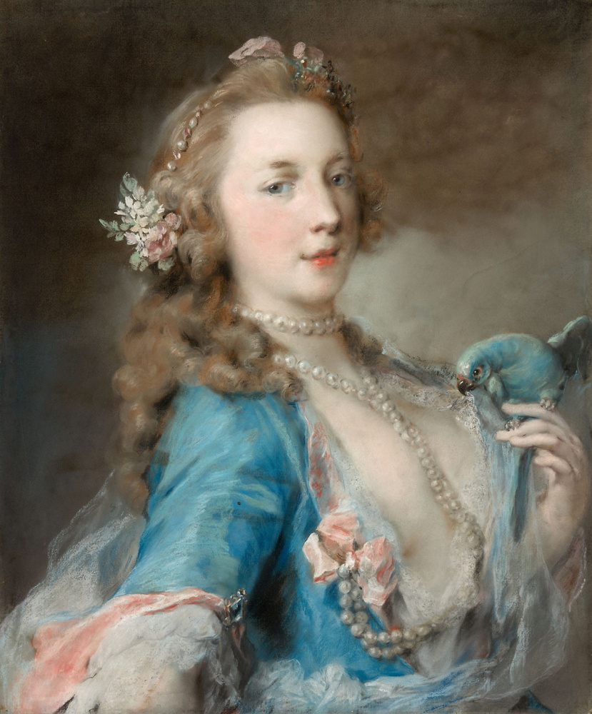 Rosalba Carriera (Carrera). Girl with a parrot