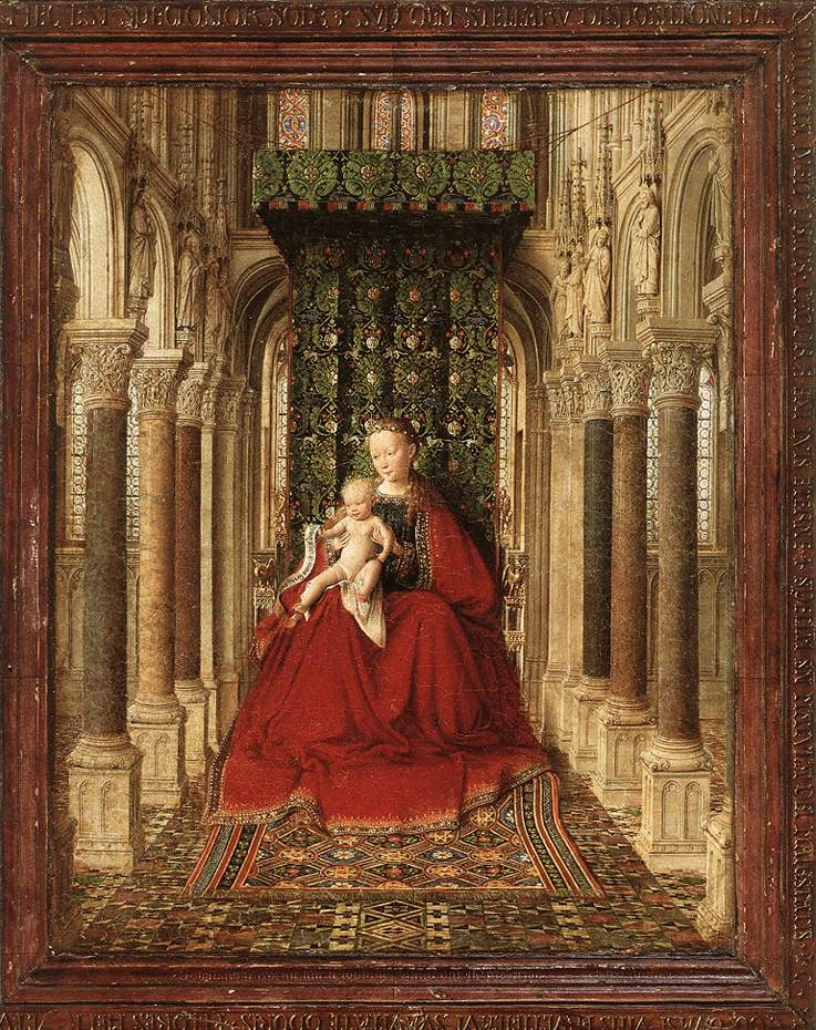 Jan van Eyck. The Dresden triptych. Central scene: Madonna with child