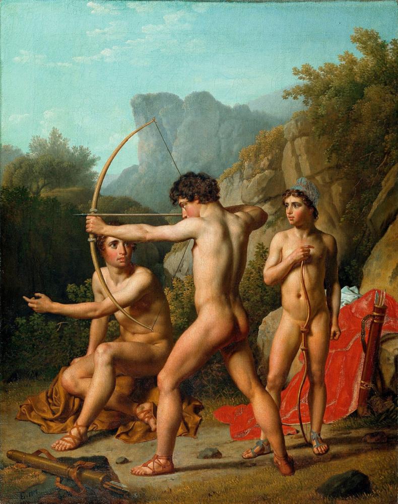 Christopher Wilhelm Eckersberg. Three Spartans are practicing archery