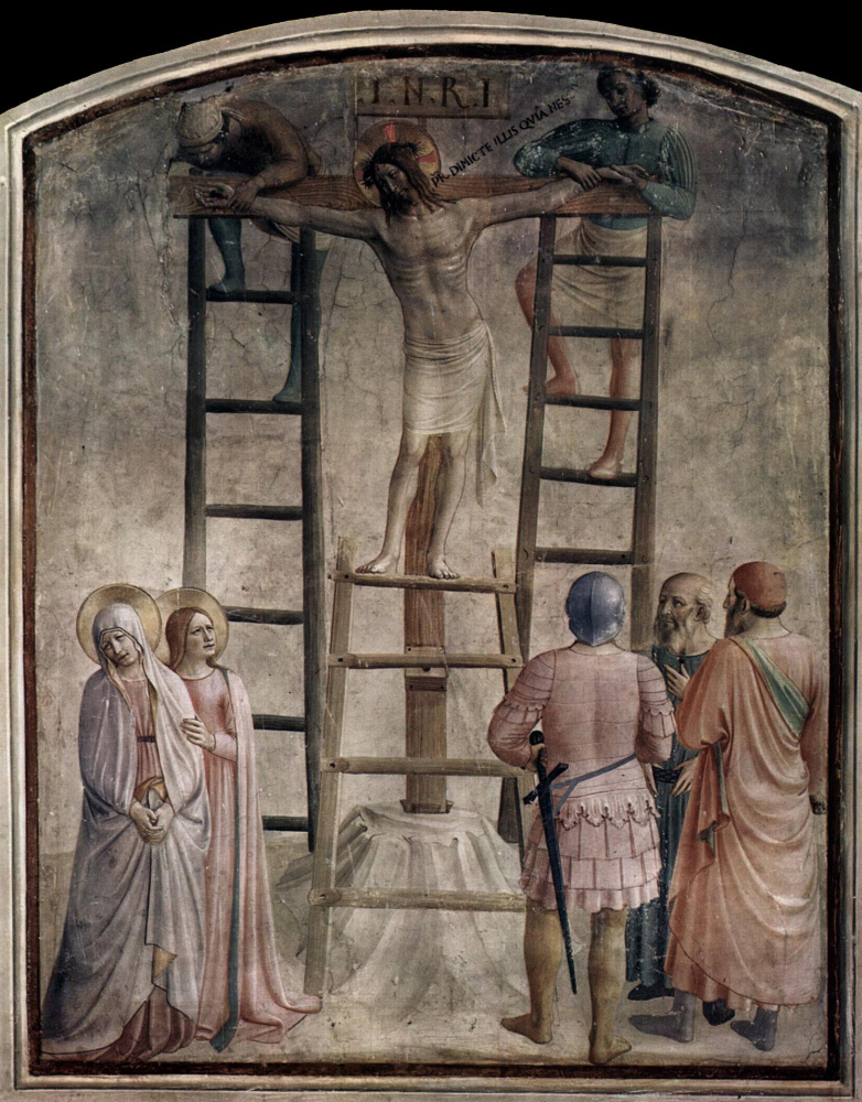 Фра Беато Анджелико. Erhöhung des Kreuzes. Fresko des Klosters von San Marco, Florenz