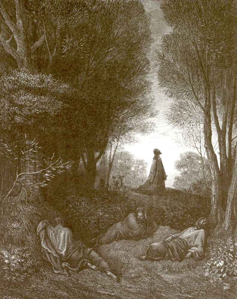 Paul Gustave Dore. Illustration to the Bible: In the Garden of Gethsemane