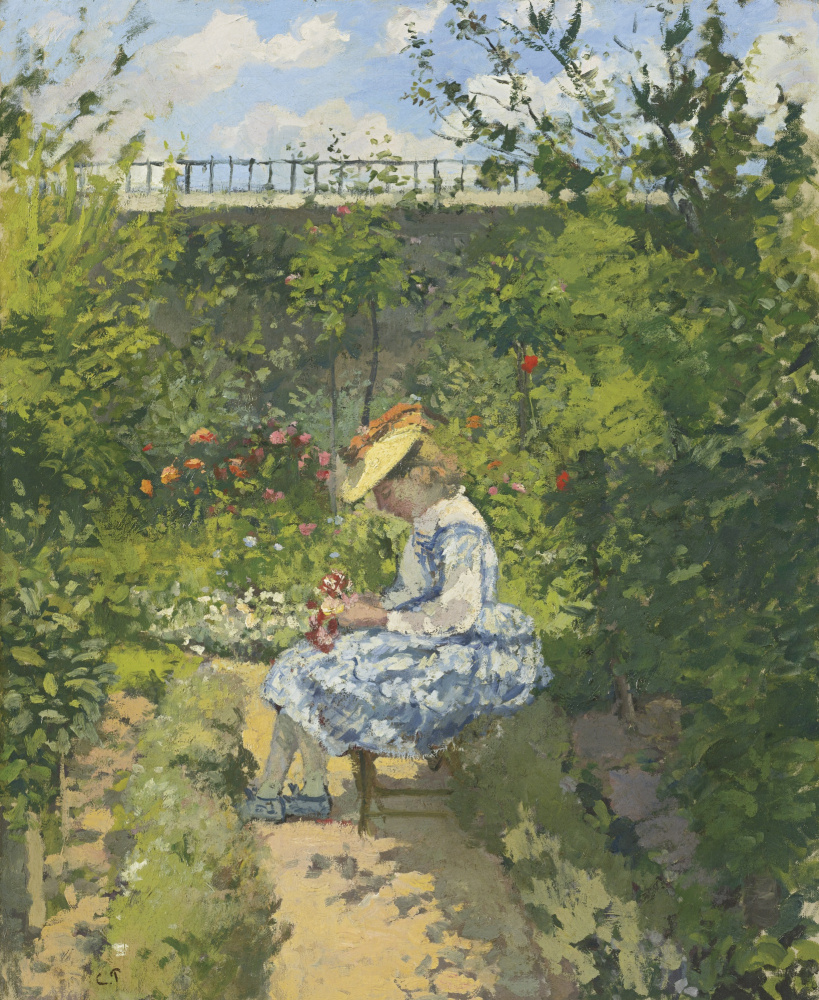 Камиль Писсарро. Жанна Писсарро читает в саду, Понтуаз